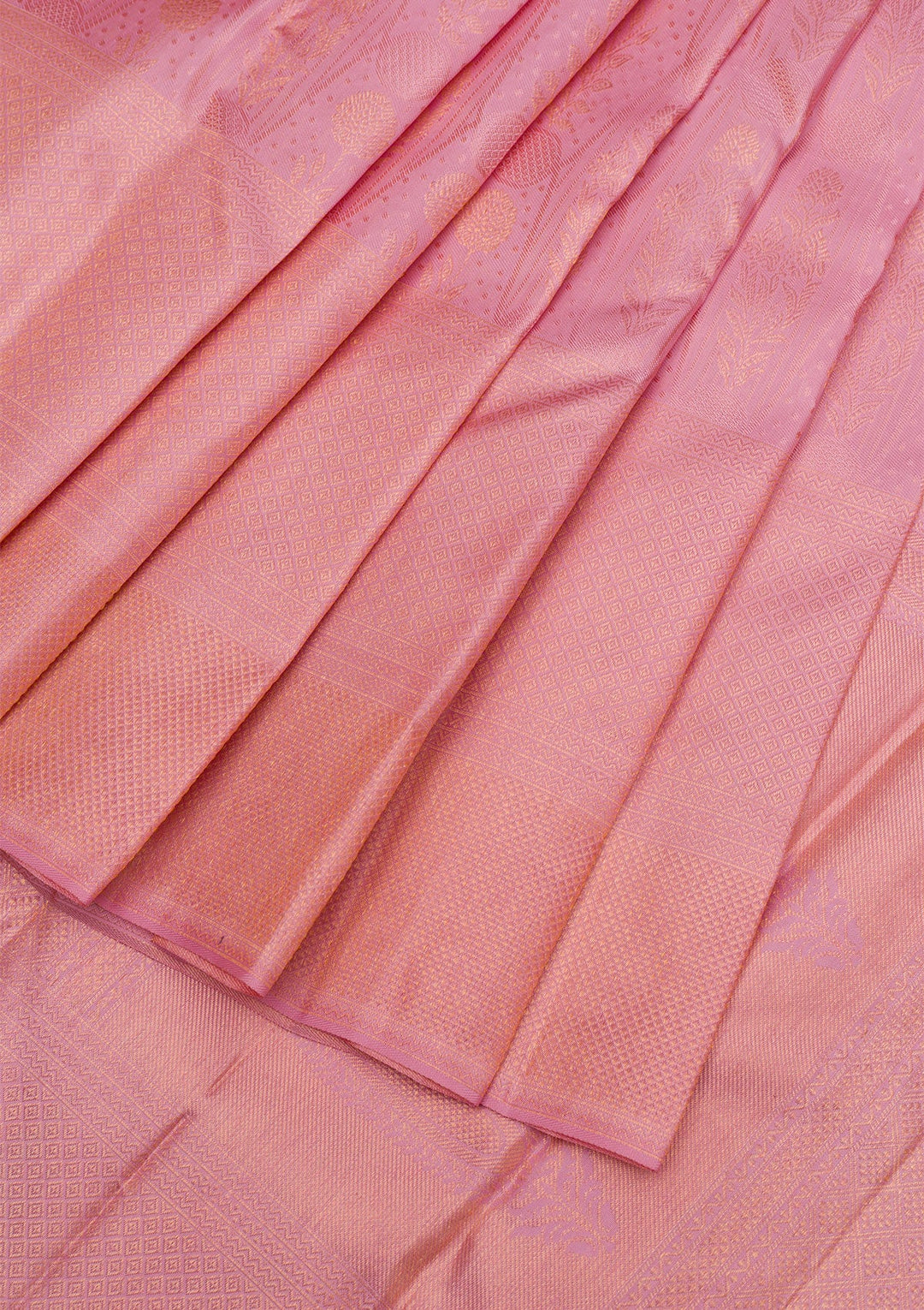Baby Pink Copper Zariwork Pure Silk Saree - Koskii