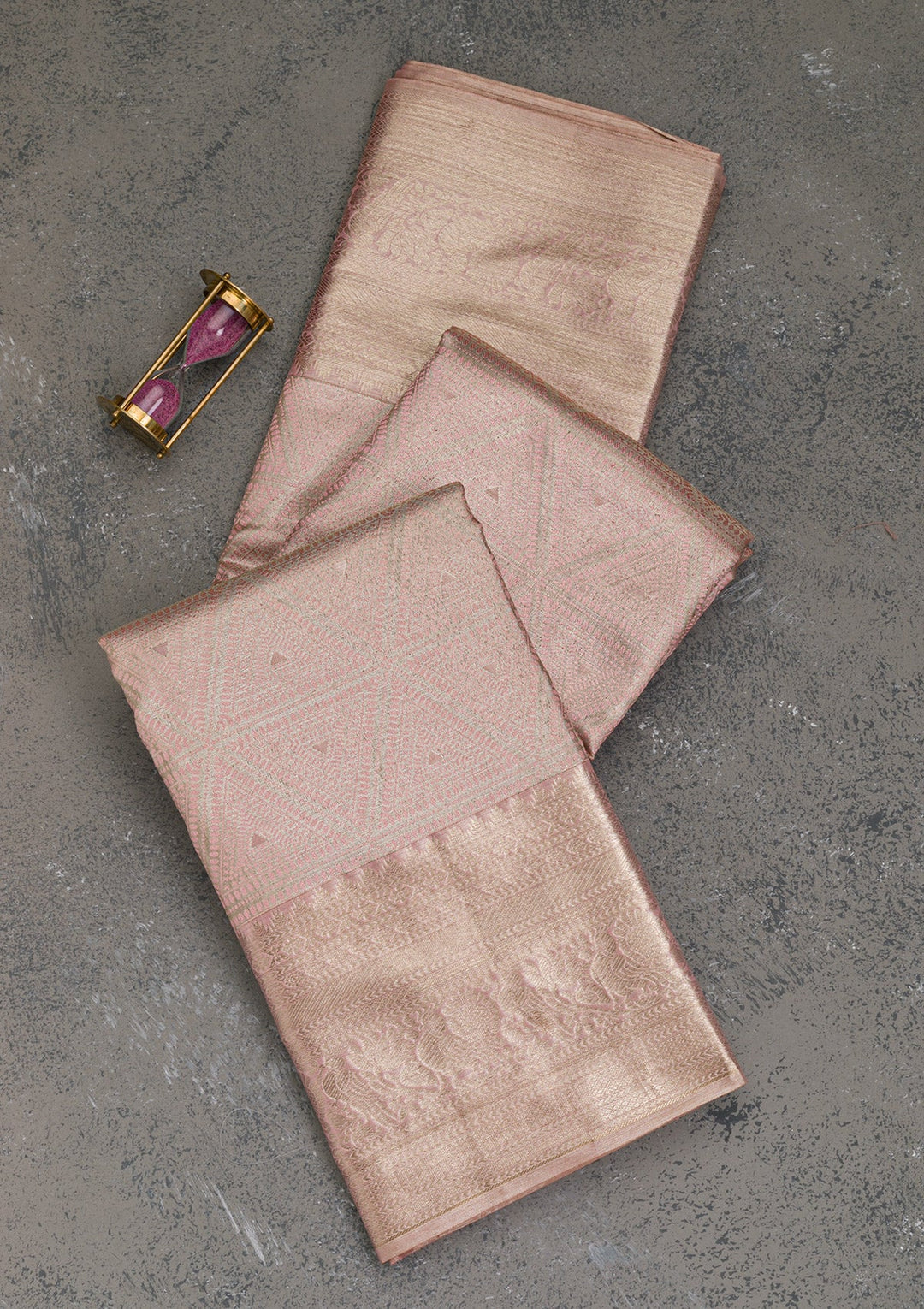 Baby Pink Zariwork Pure Silk Saree-Koskii