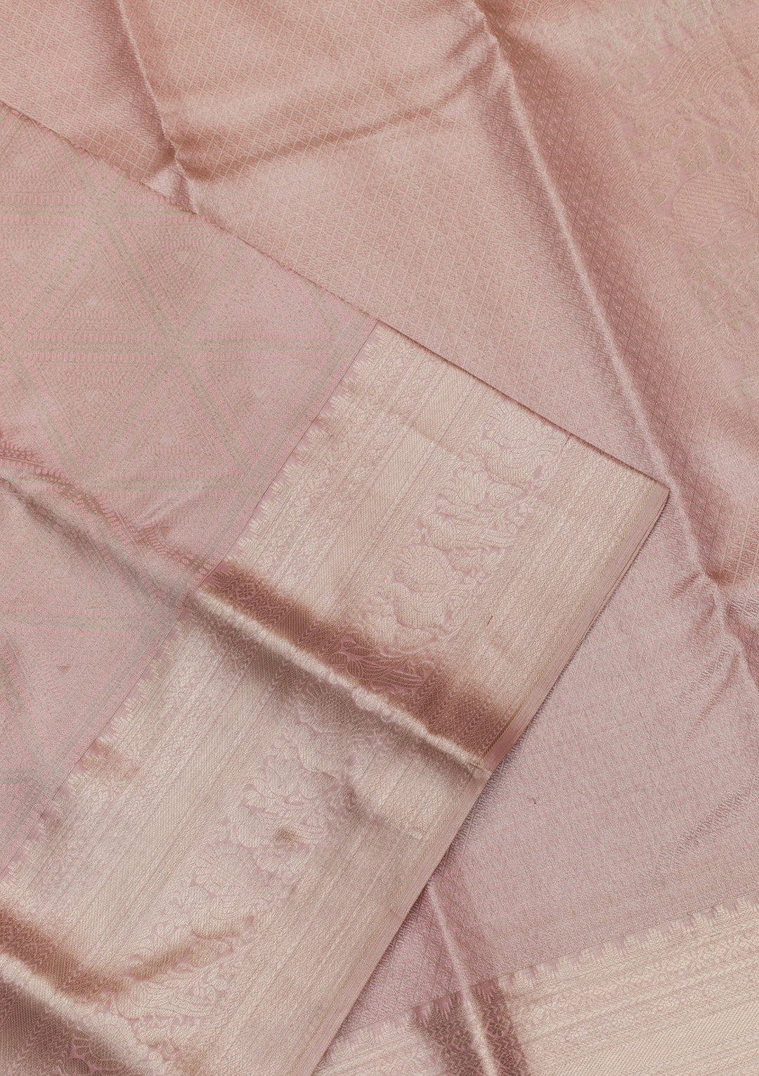Baby Pink Zariwork Pure Silk Saree-Koskii