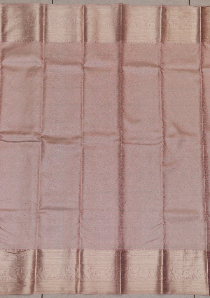 Baby Pink Zariwork Pure Silk Saree-Koskii