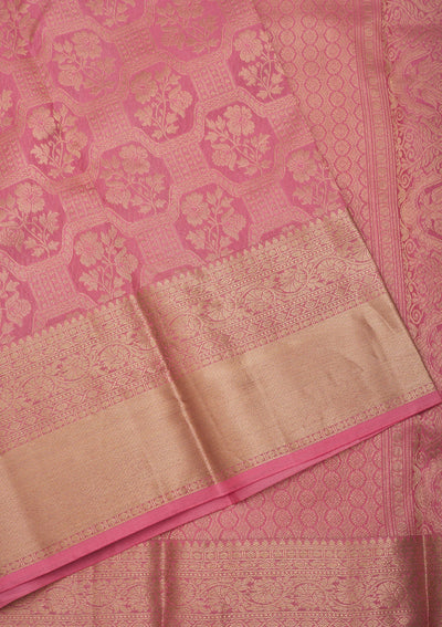 Baby Pink Zariwork Pure Silk Saree