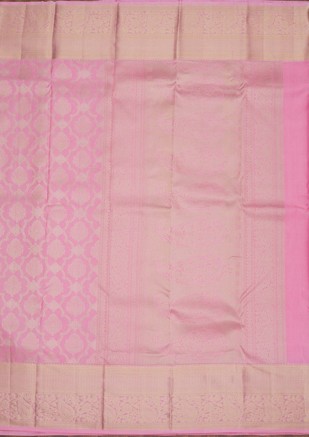 Baby Pink Zariwork Pure Silk Saree-Koskii