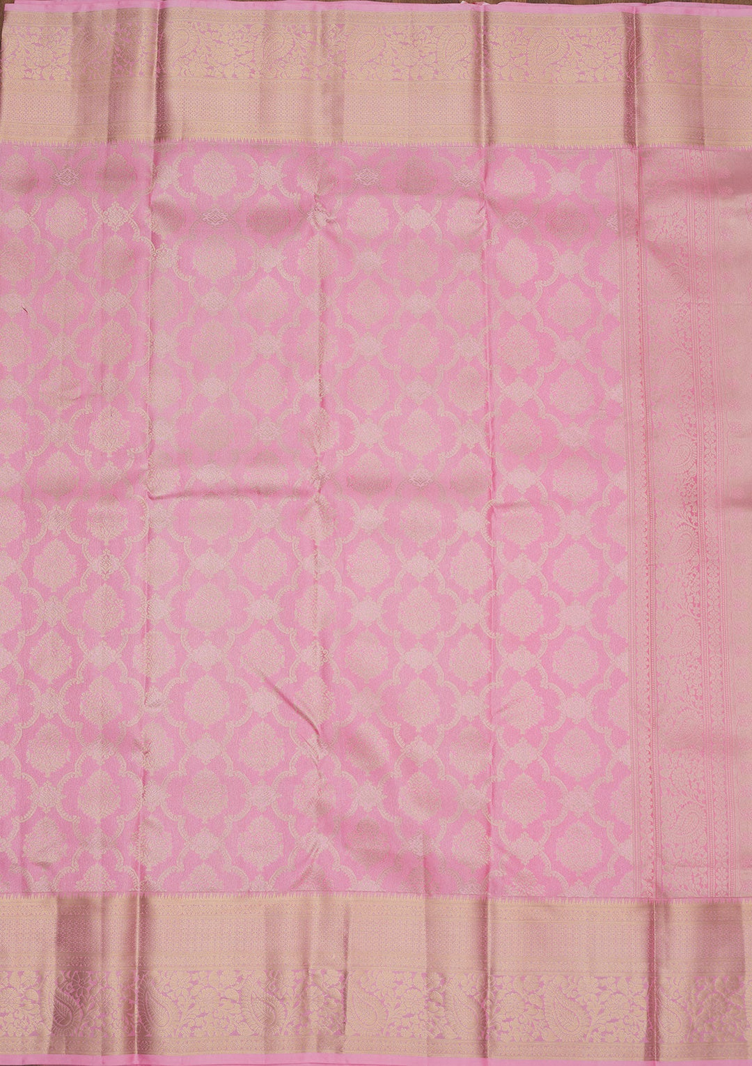 Baby Pink Zariwork Pure Silk Saree-Koskii