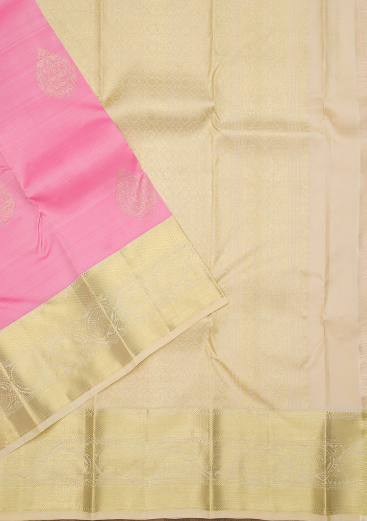 Baby Pink Zariwork Pure Silk Saree-Koskii