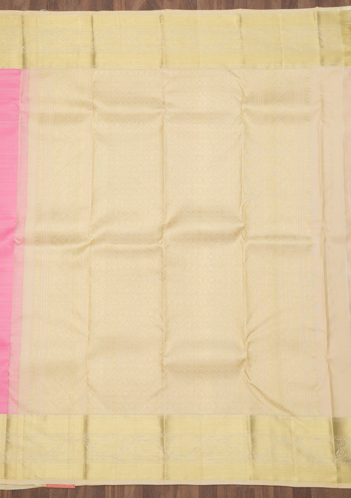 Baby Pink Zariwork Pure Silk Saree-Koskii