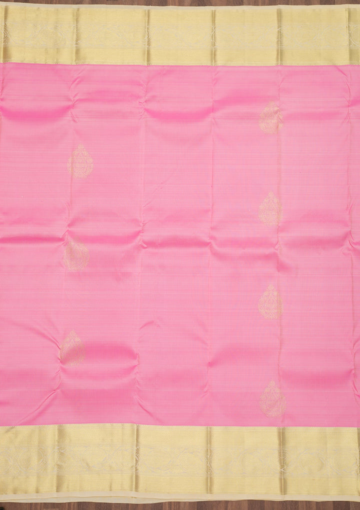 Baby Pink Zariwork Pure Silk Saree-Koskii