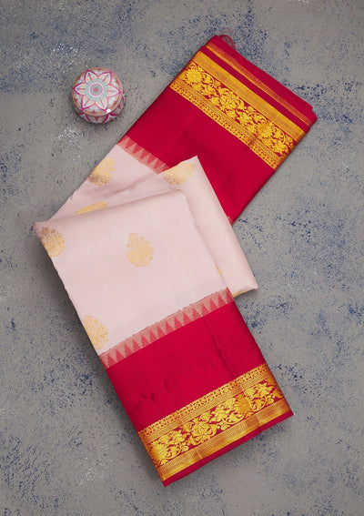 Baby Pink Zariwork Pure Silk Saree-Koskii