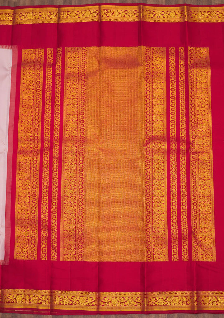 Baby Pink Zariwork Pure Silk Saree