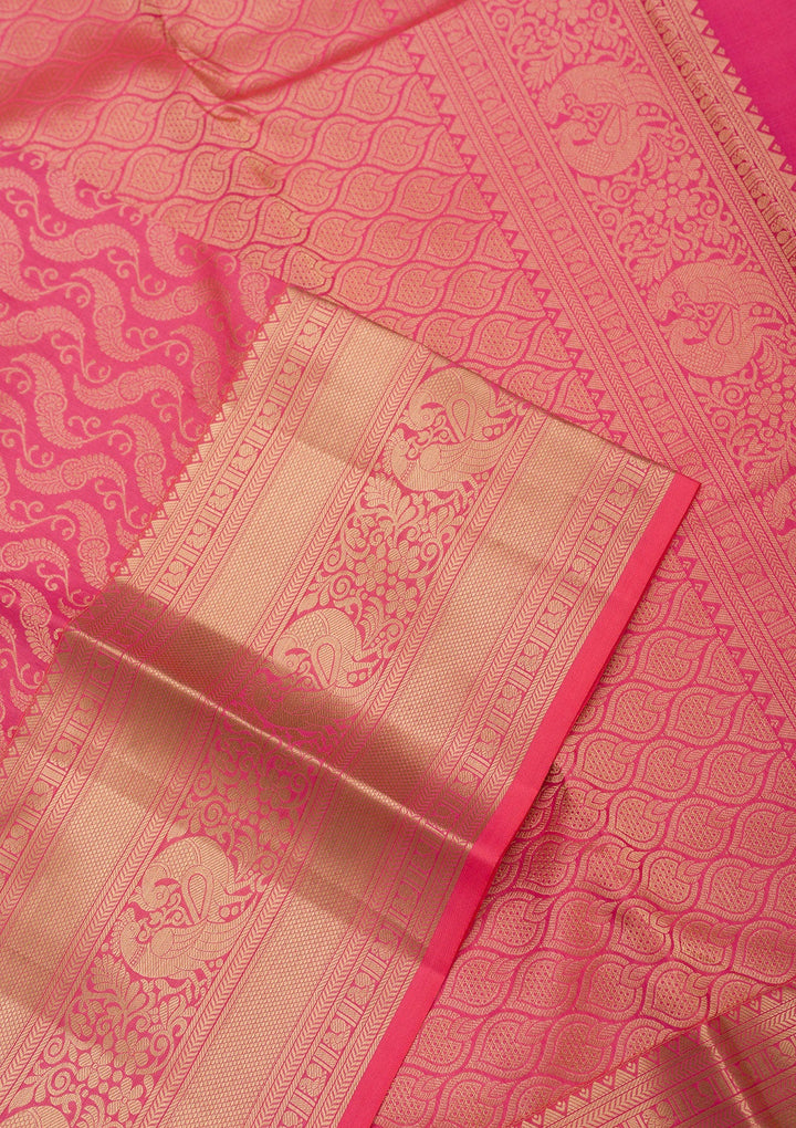 Baby Pink Zariwork Pure Silk Saree-Koskii