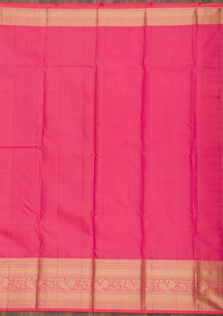 Baby Pink Zariwork Pure Silk Saree-Koskii