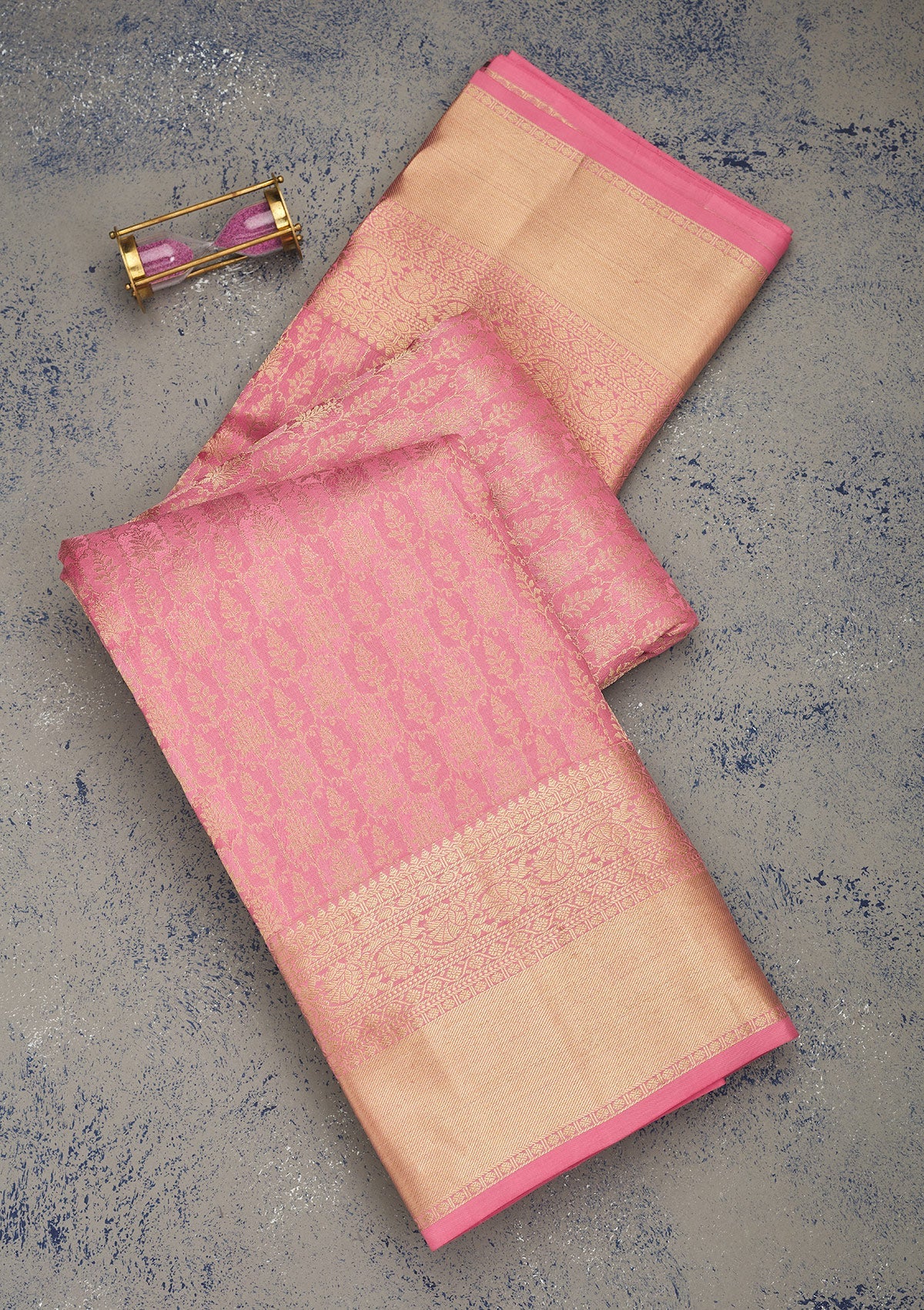 Baby Pink Zariwork Pure Silk Saree-Koskii