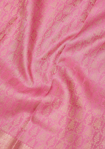 Baby Pink Zariwork Pure Silk Saree-Koskii