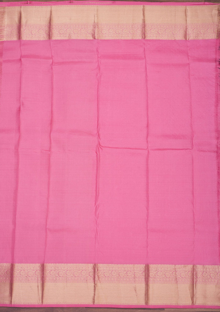 Baby Pink Zariwork Pure Silk Saree-Koskii