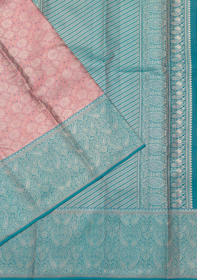 Baby Pink Zariwork Pure Silk Saree-Koskii