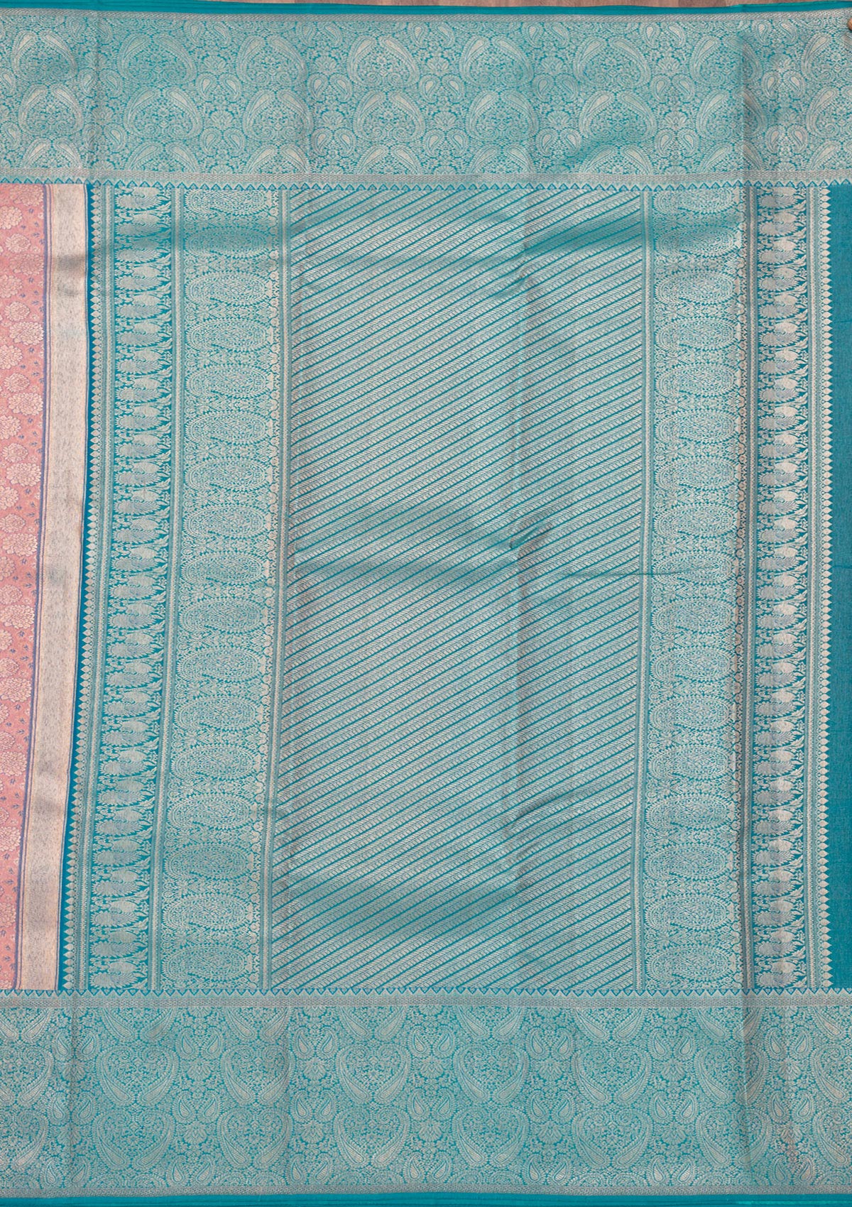 Baby Pink Zariwork Pure Silk Saree-Koskii