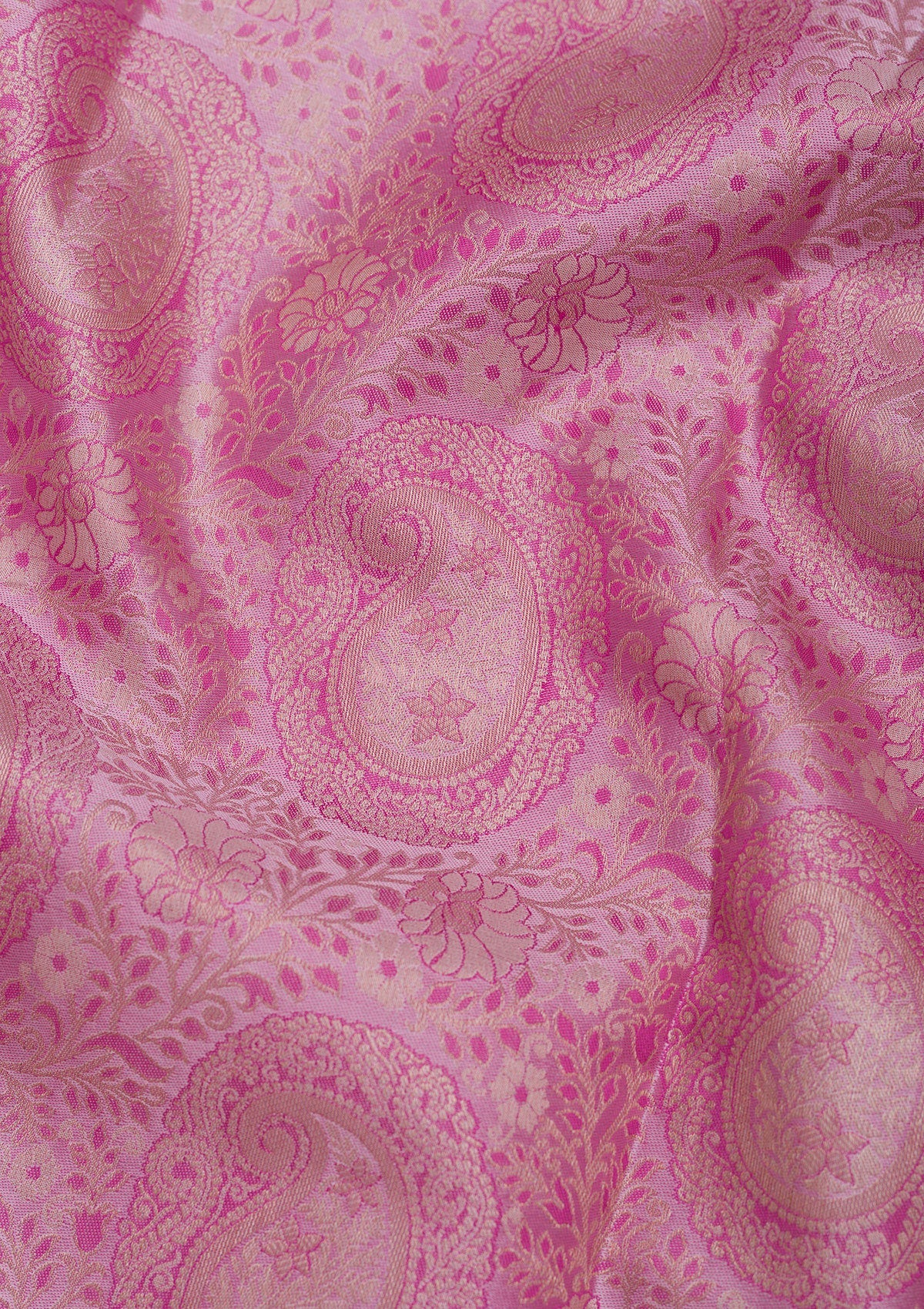 Baby Pink Zariwork Pure Silk Saree-Koskii