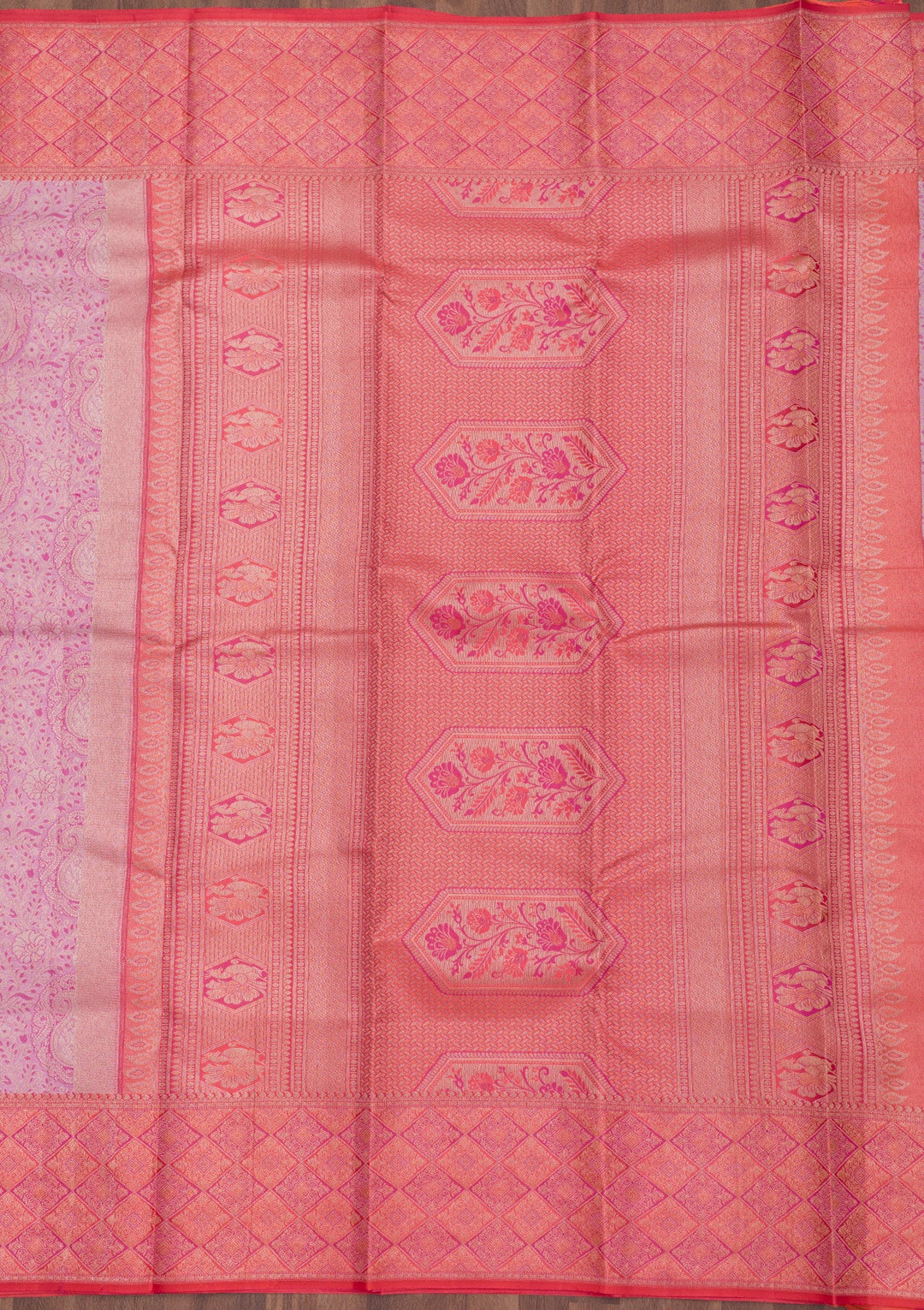 Baby Pink Zariwork Pure Silk Saree-Koskii