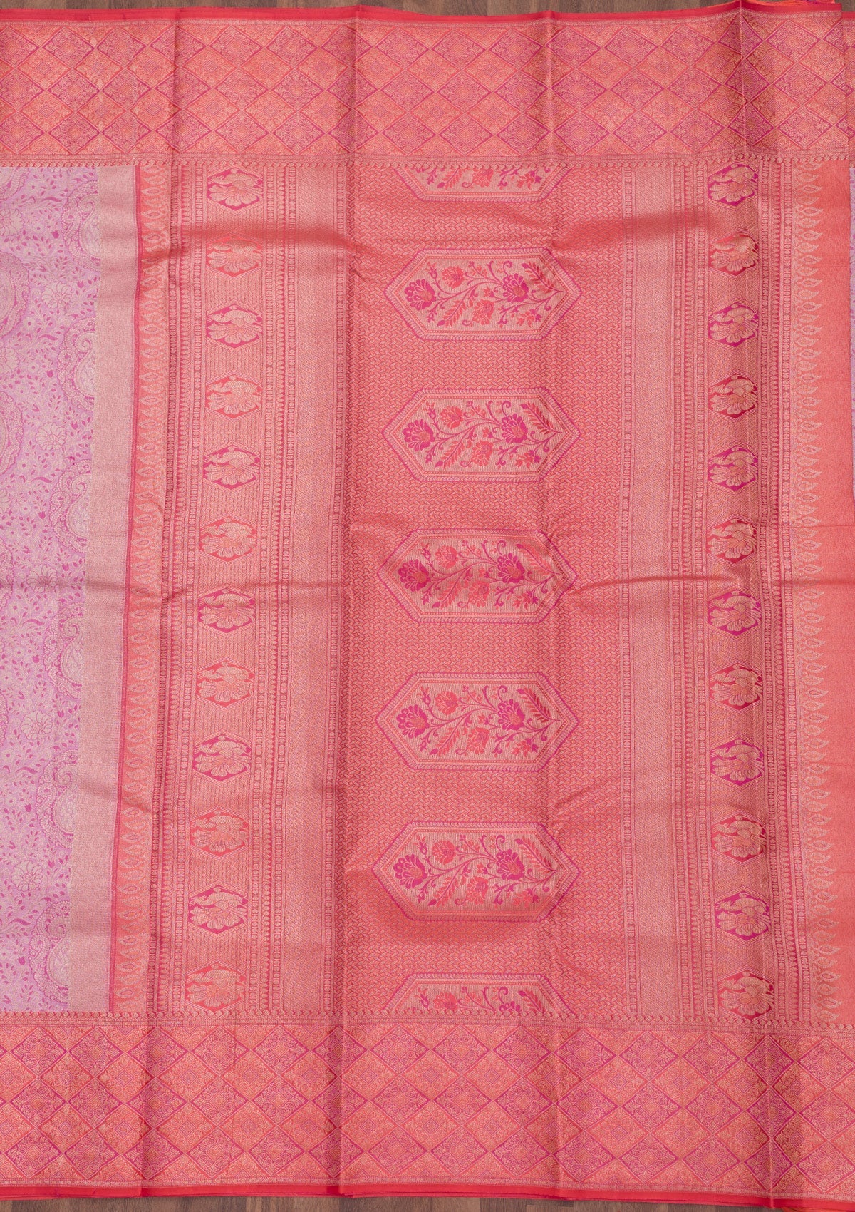 Baby Pink Zariwork Pure Silk Saree-Koskii