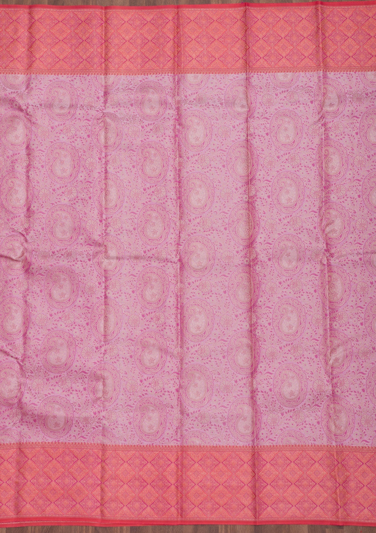 Baby Pink Zariwork Pure Silk Saree-Koskii