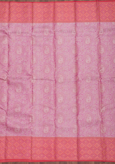 Baby Pink Zariwork Pure Silk Saree-Koskii