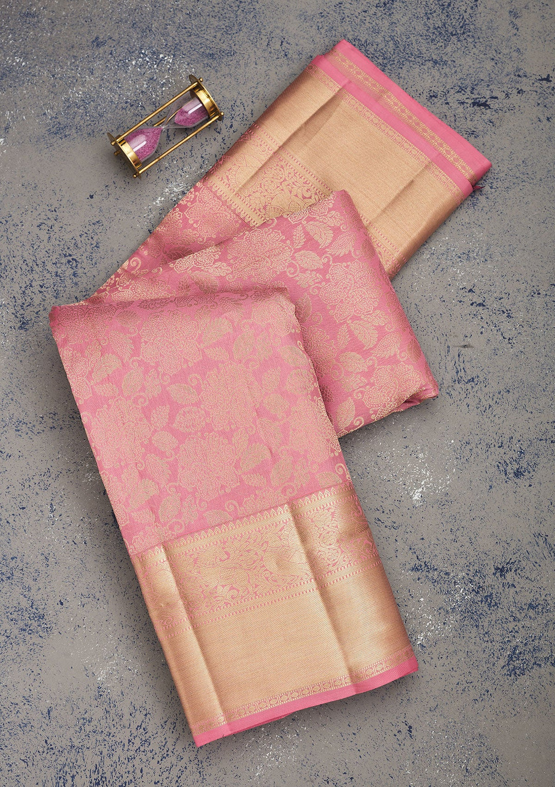 Baby Pink Zariwork Pure Silk Saree-Koskii