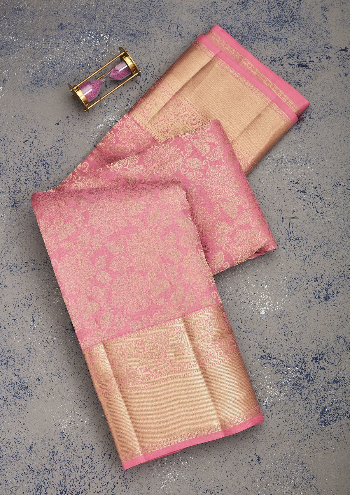 Baby Pink Zariwork Pure Silk Saree-Koskii
