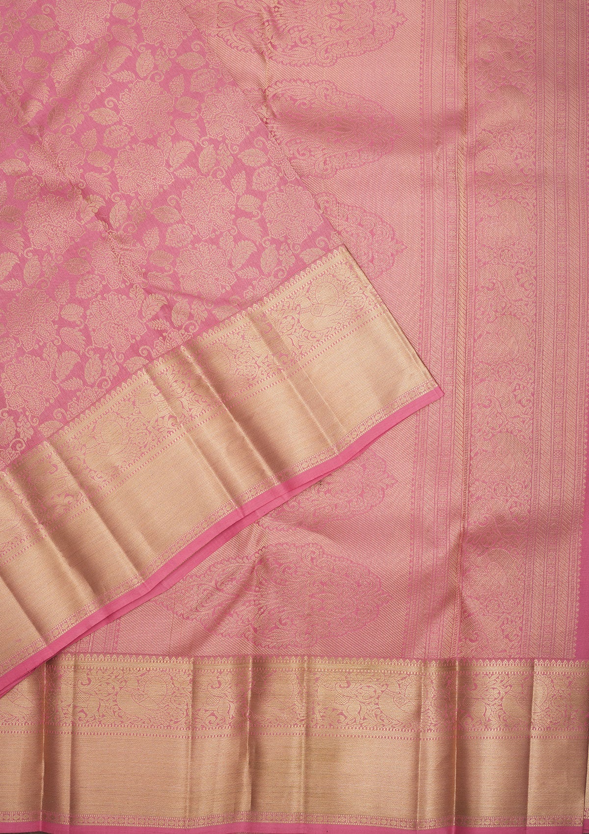 Baby Pink Zariwork Pure Silk Saree-Koskii