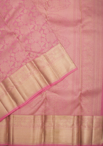 Baby Pink Zariwork Pure Silk Saree-Koskii