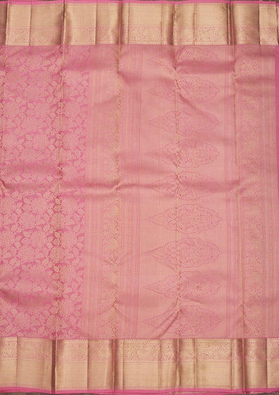 Baby Pink Zariwork Pure Silk Saree-Koskii
