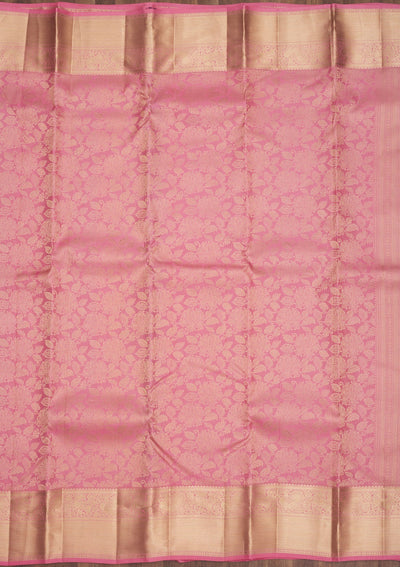 Baby Pink Zariwork Pure Silk Saree-Koskii