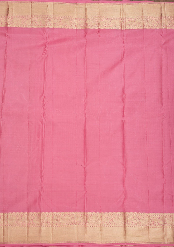 Baby Pink Zariwork Pure Silk Saree-Koskii