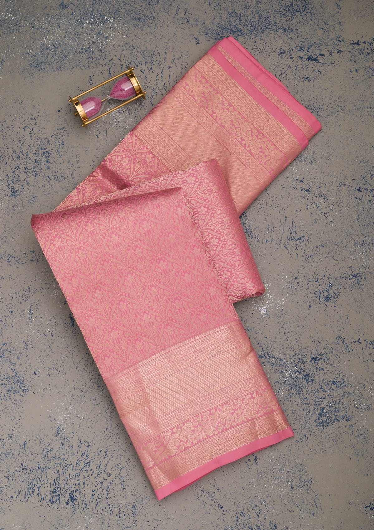 Baby Pink Zariwork Pure Silk Saree-Koskii