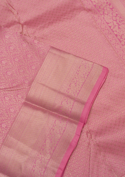 Baby Pink Zariwork Pure Silk Saree-Koskii