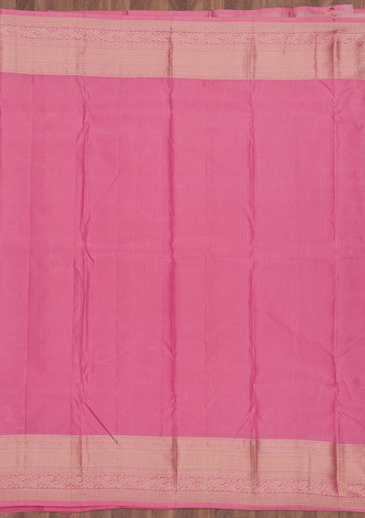 Baby Pink Zariwork Pure Silk Saree-Koskii