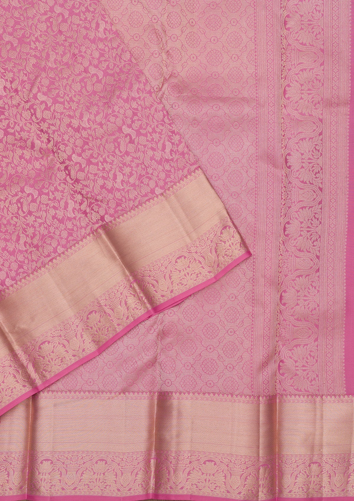 Baby Pink Zariwork Pure Silk Saree-Koskii