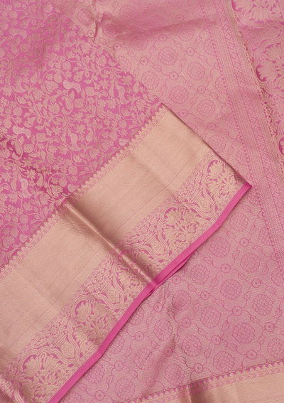 Baby Pink Zariwork Pure Silk Saree-Koskii