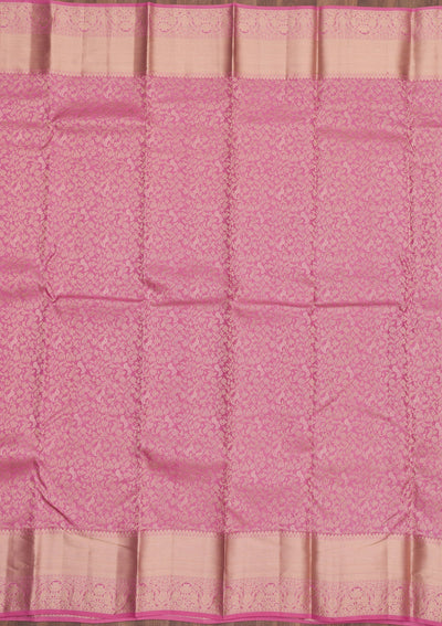 Baby Pink Zariwork Pure Silk Saree-Koskii