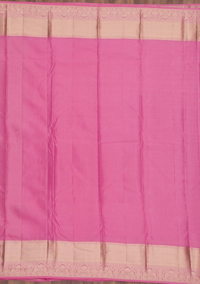 Baby Pink Zariwork Pure Silk Saree-Koskii