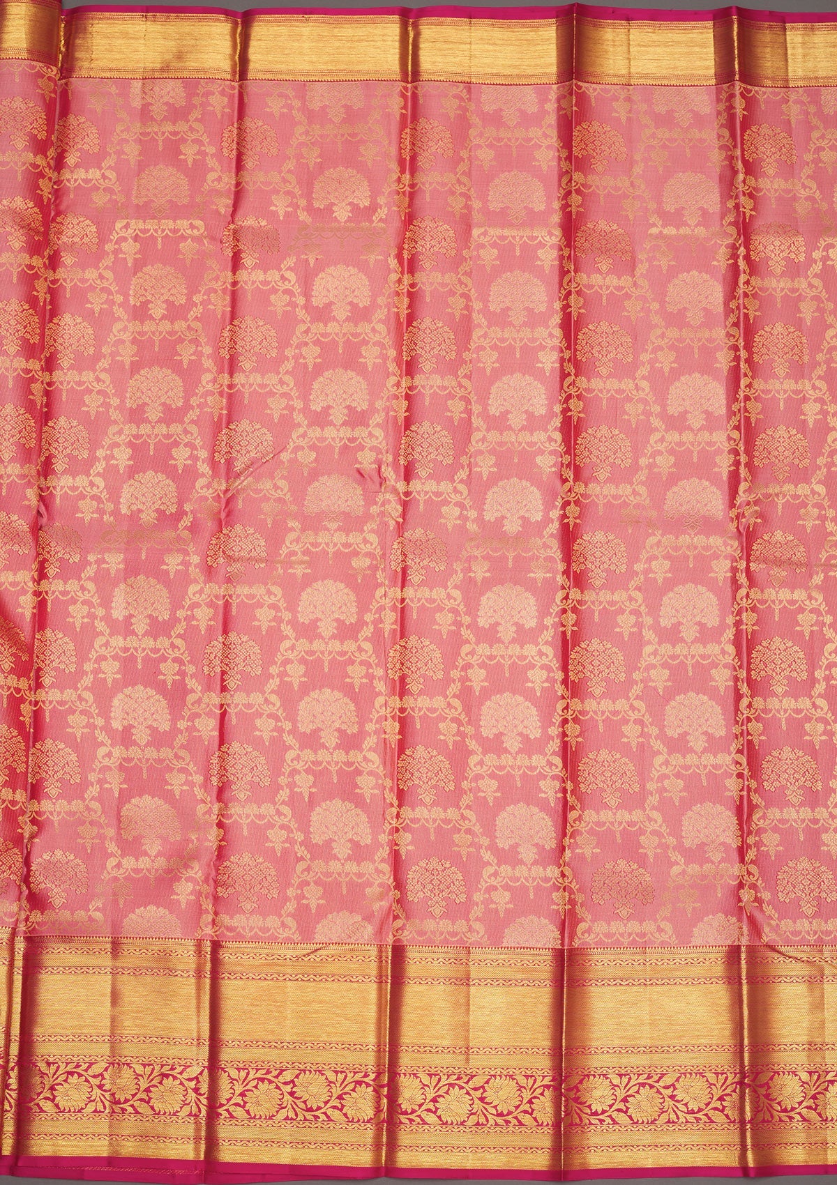 Baby Pink Zariwork Pure Silk Saree-Koskii