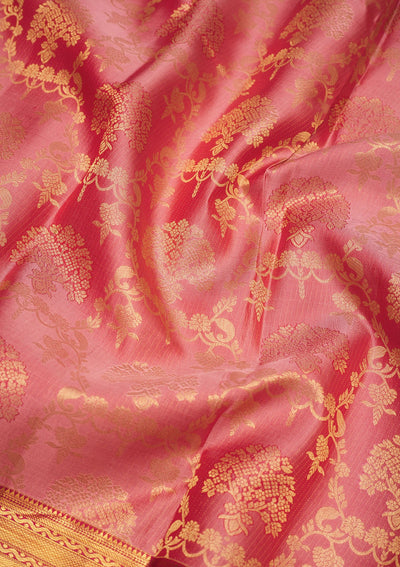 Baby Pink Zariwork Pure Silk Saree-Koskii