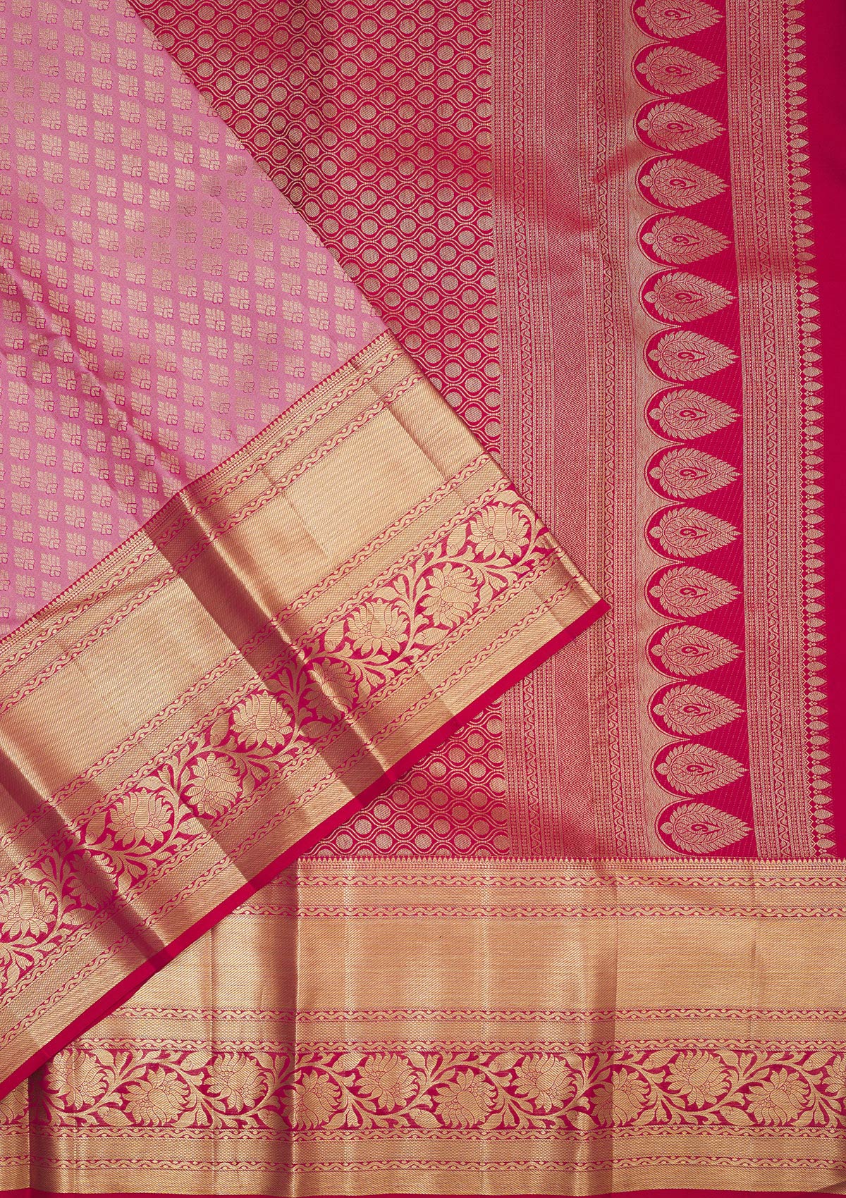 Baby Pink Zariwork Pure Silk Saree-Koskii