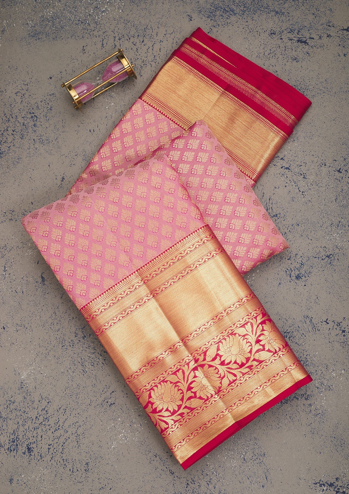 Baby Pink Zariwork Pure Silk Saree-Koskii