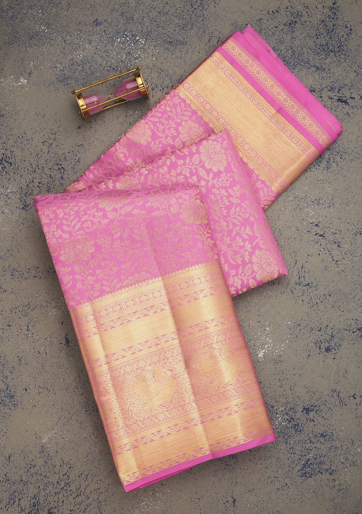 Baby Pink Zariwork Pure Silk Saree-Koskii