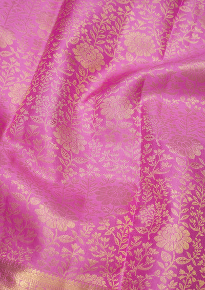 Baby Pink Zariwork Pure Silk Saree-Koskii