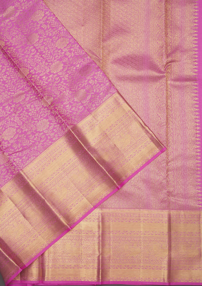 Baby Pink Zariwork Pure Silk Saree-Koskii