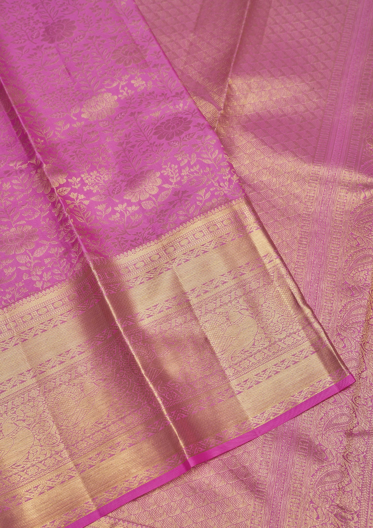 Baby Pink Zariwork Pure Silk Saree-Koskii