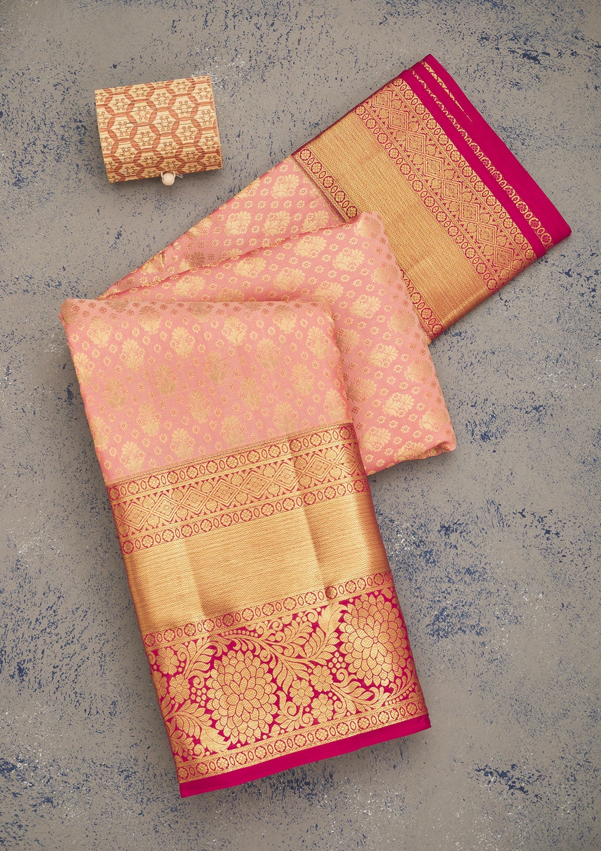 Baby Pink Zariwork Pure Silk Saree-Koskii