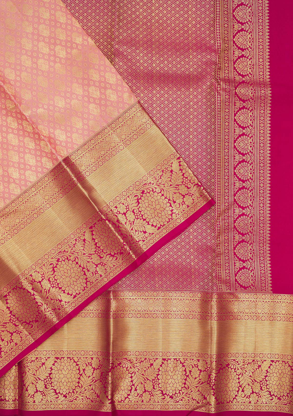 Baby Pink Zariwork Pure Silk Saree-Koskii