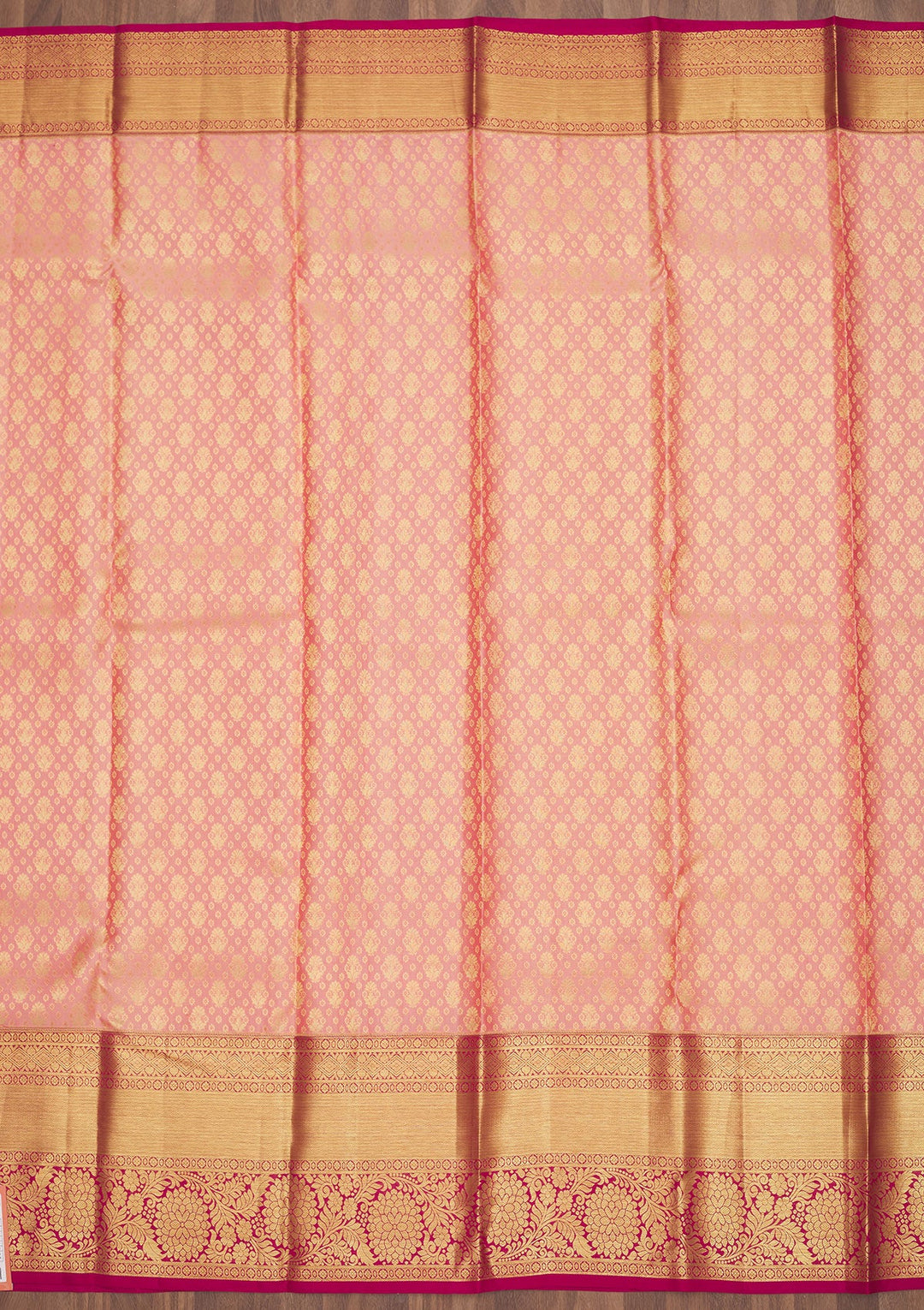 Baby Pink Zariwork Pure Silk Saree-Koskii