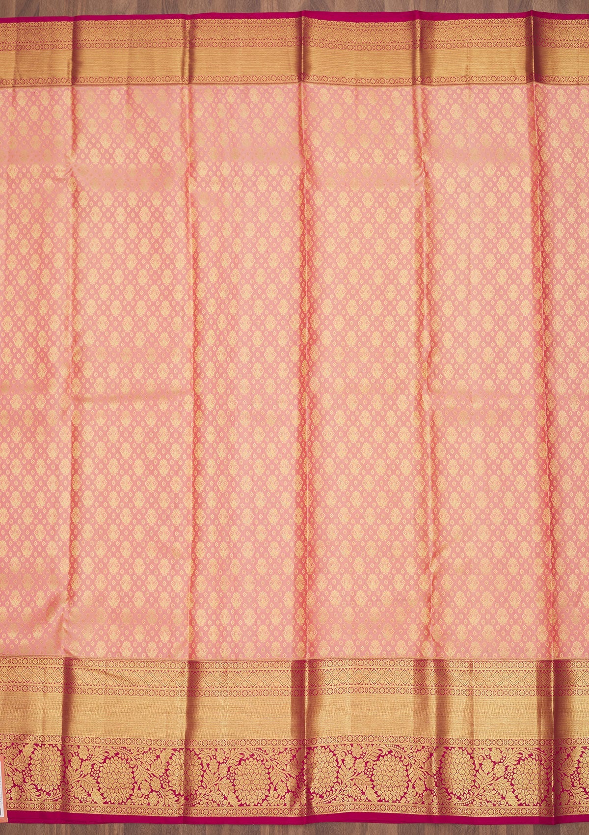 Baby Pink Zariwork Pure Silk Saree-Koskii